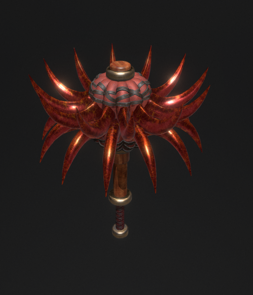 Fire Wyvern Mace 3d model for a game mod.