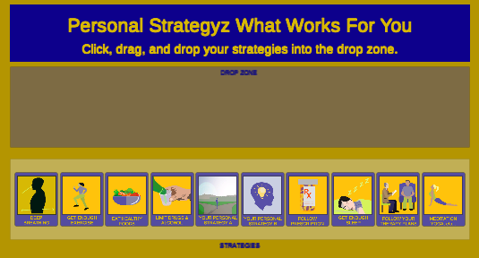 Personal Strategyz What Works For You Click and Drag Drop Zone tool developed Unity 3d and exported to HTML5.