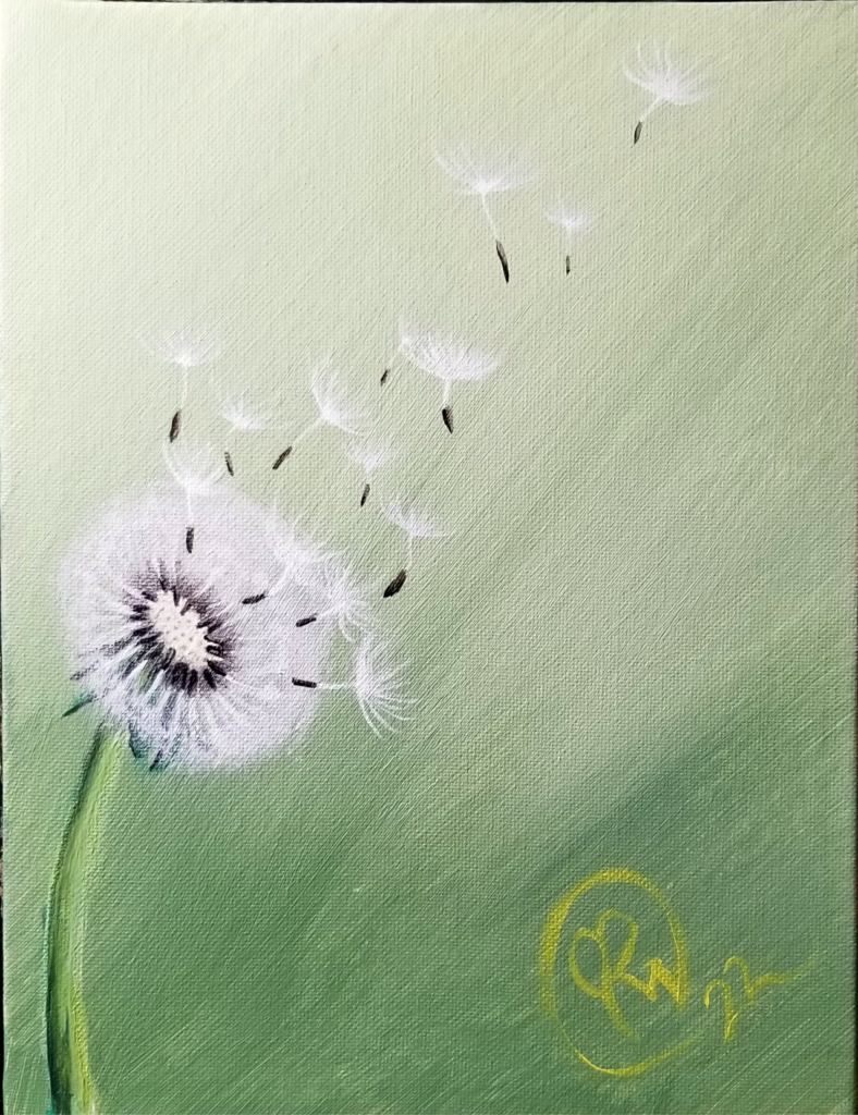 Green Dandelion - 11x14 Acrylic on Canvas Board